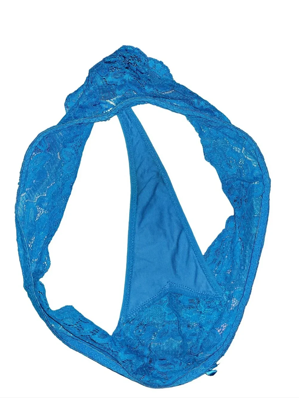 La Petite Coquette New York XL Blue Lace Low Rise Thong Panties NWOT